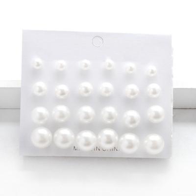 12 Paar Ohrstecker mit Kunstperlen, verschiedene Größen, glatt, antiallergisch, leicht, exquisite Ohrdekoration, Schmuck, Ohrstecker für Abschlussball, Party, Braut