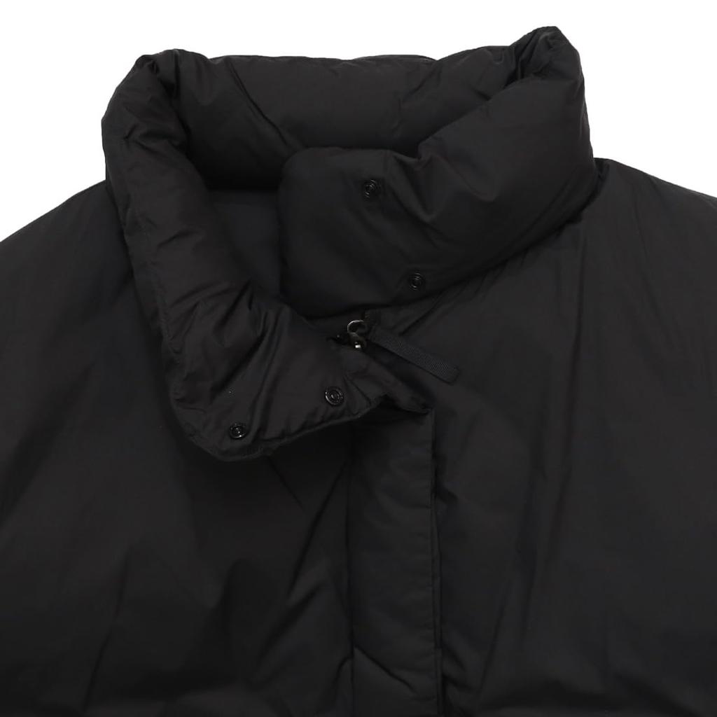 NANGA STAND COLLAR DOWN JACKET W (WOMEN) Stand Collar Down Jacket, Women's Outerwear, Nylon, Outdoor (JP, Alphabet, L, Black)