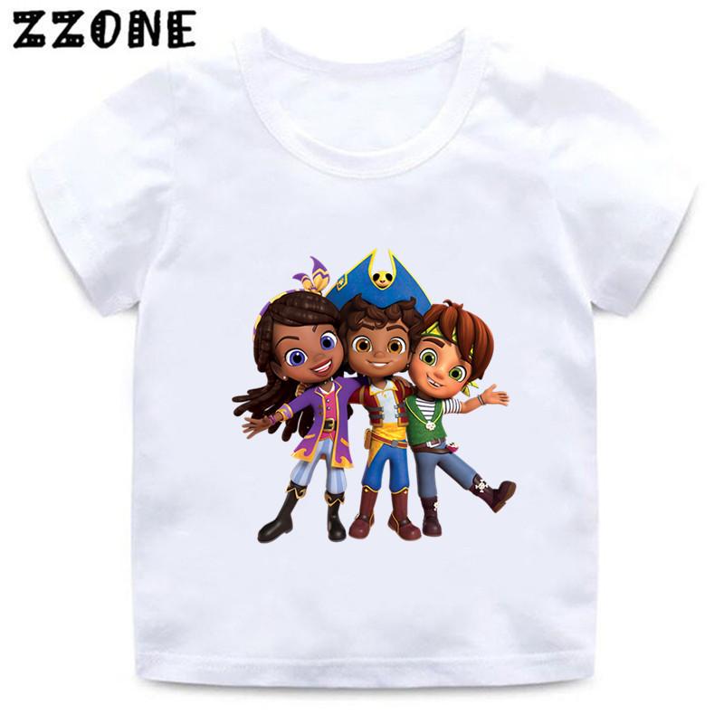 Vendita Calda T-Shirt Stampata Cartone Animato 'Ocean Santiago' Abbigliamento Divertente per Ragazze Estate Bambini Top