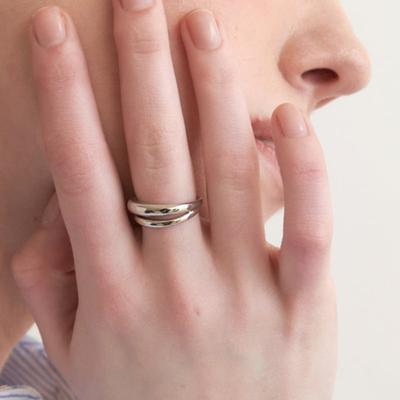 Halden Sharp Finish Two Line Ring (R004_silver)