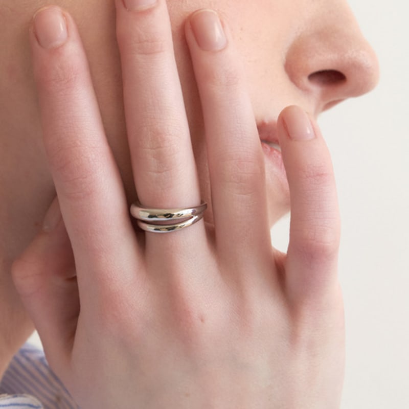 halden sharp finish two line ring (R004_silver)