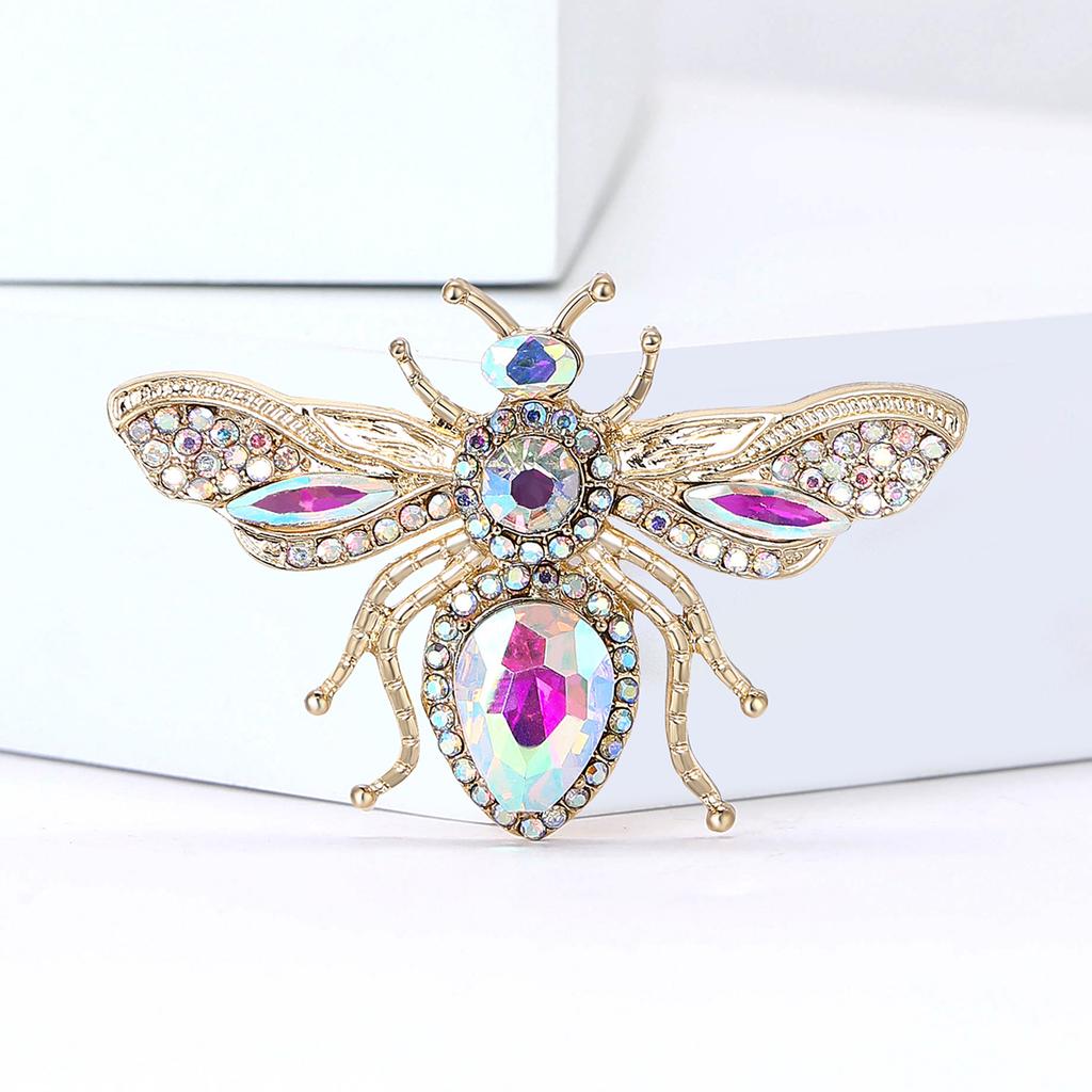Stylish Rhinestone Bee Brooches for Women Unisex Crystal Glass Insect Pins Event Funny Luxury Gifts New Year Friends Decoration