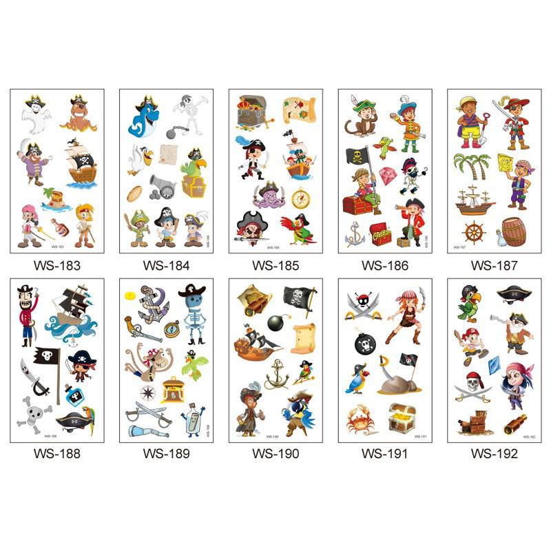 Children's Pirate Cartoon Waterproof Temporary Tattoo Stickers for Face & Arm - Fun Party Collection