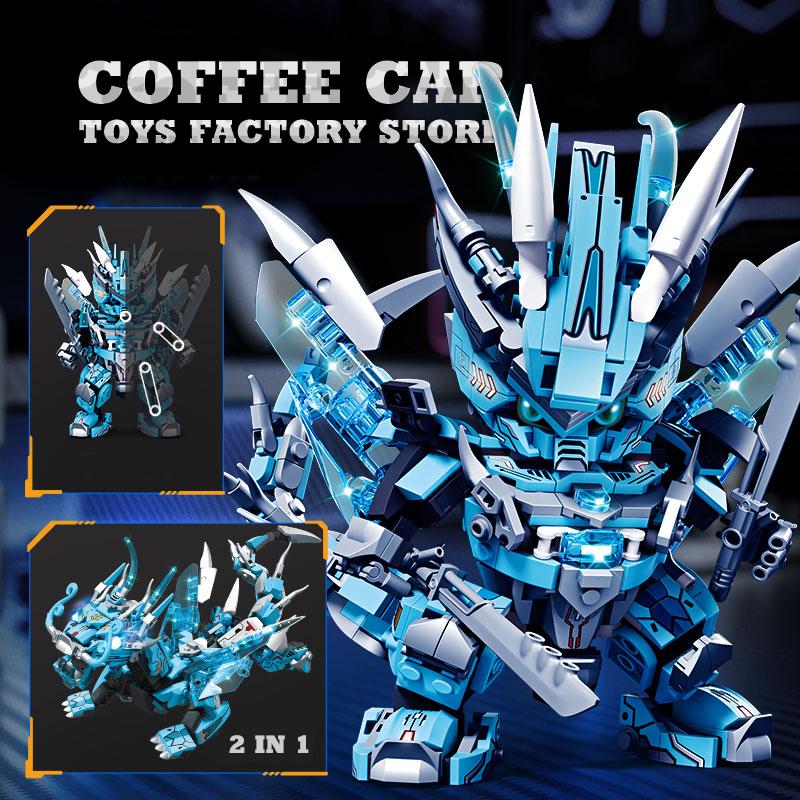 Transformable Dragon Robot Building Kit 2 in 1 Mecha Snake Warrior MOC Bricks 3D Model Action Figure Blocks Toys Adult Kids Gift