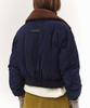 SATUR (W) Wide Collar Crop Padded Jacket Navy