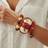 Angora Red Smudge Curved Resin Bracelet, Fashionable Elbow Beaded Splicing Elastic Bracelet