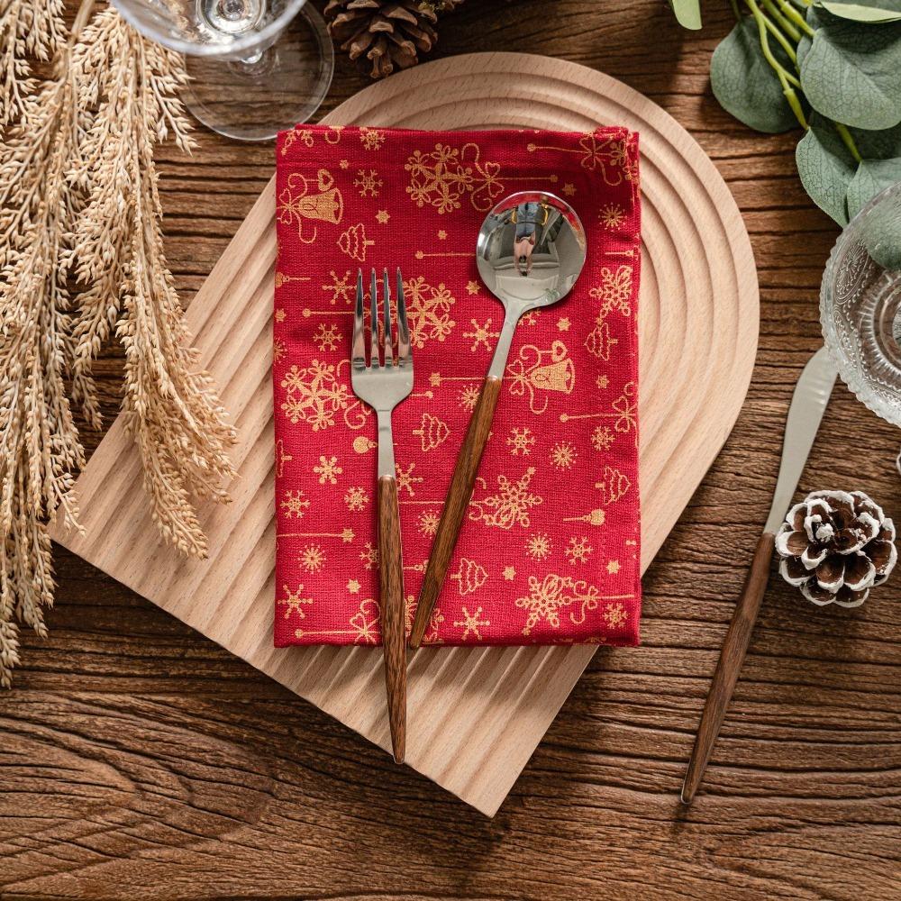 Cotton Linen Christmas Plaid Napkin Xmas Restaurant Dining Decor Table Napkin Christmas