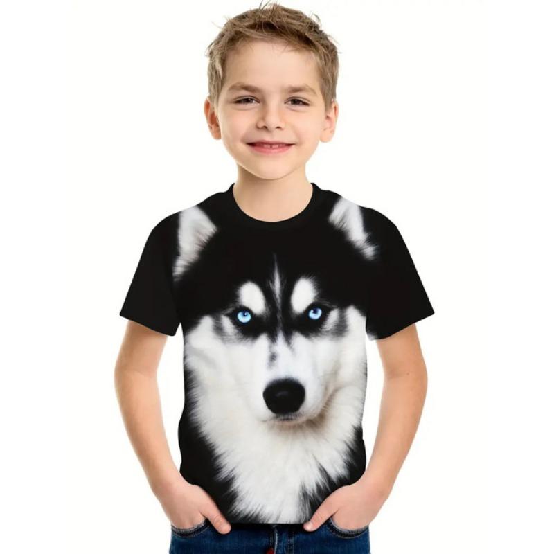 

2024 Ретро Волк 3D Принт Топ Футболка Модная Футболка Животное Дети Мальчик Одежда Аниме Короткий Рукав Повседневная Детская Одежда 130