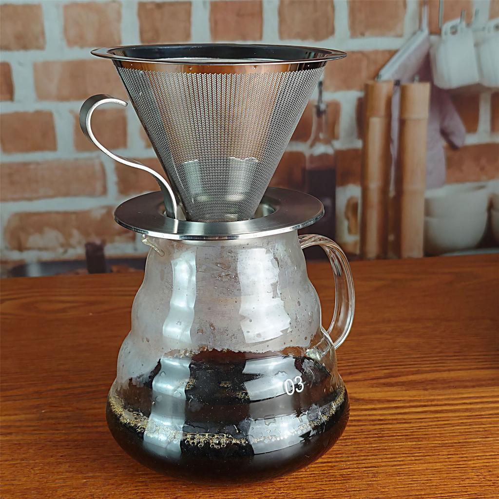 Stainless Steel Coffee Dripper Hand Drip Coffee Maker Stainless Steel Filter Cup Manual Coffee Filter for Home Use