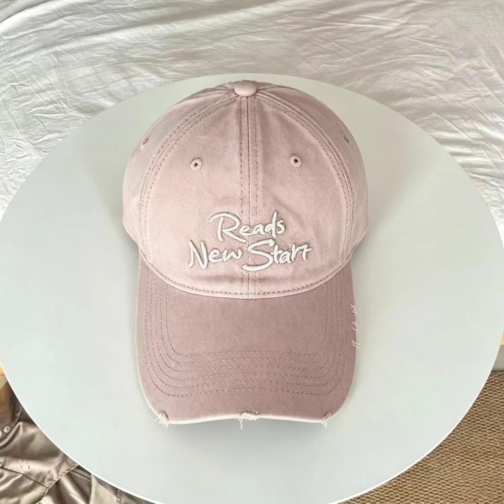 Washed and Made Old Letter Embroidered Baseball Cap for Men, Rough Edge Ripped Cap, Retro Casual Women's Versatile Hat