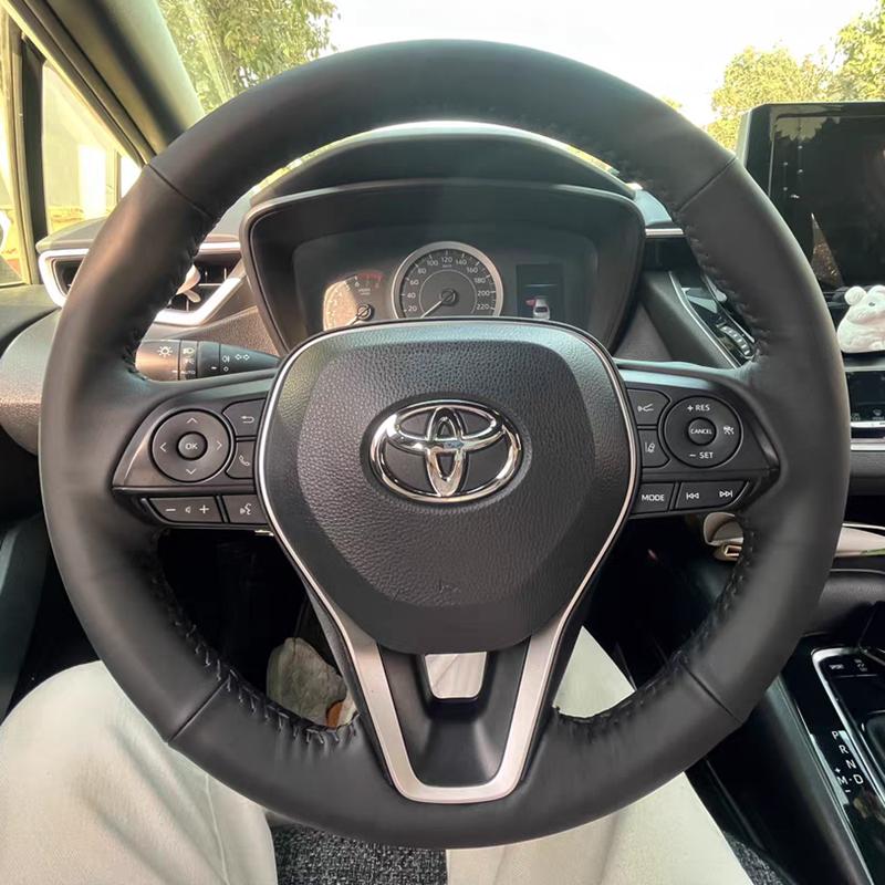 Car Steering Wheel Cover 100% Fit For Toyota Avalon Camry 2018- Crown 2018- Corolla 2018 RAV4 Black Thread
