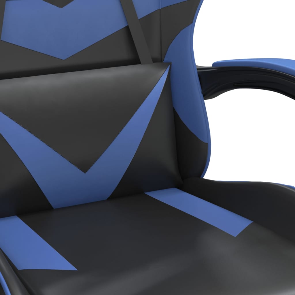 Gaming Chair with Footrest Swivel Black & Blue Synthetic Leather