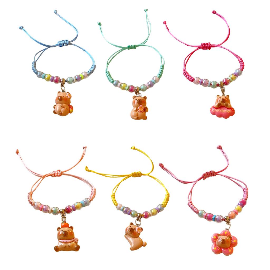 Stylish Resin Capybara Accessory Woven Cord Bracelet Unique Wristband Perfect for Individuality and Creative Expression