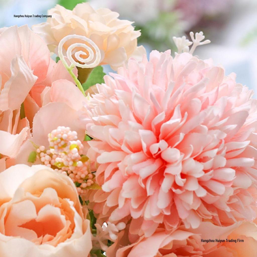 Single Stem Silk Rose Bouquet with Plastic Handle for Wedding Decoration