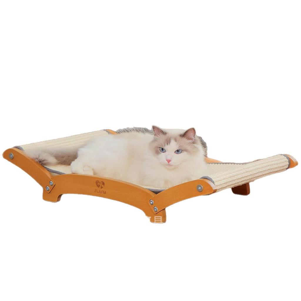 Multi-Purpose Wooden Cat Scratcher and Recliner Sofa