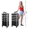 Profesjonalny kuferek kosmetyczny o dużej pojemności Przenośny aluminiowy organizer na kosmetyki Trolley Kobiety Podróżny do makijażu Różowy/Czarny 4 w 1