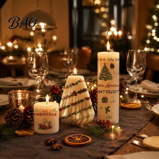Easy Apply Candle Stickers Christmas Transfer Stickers, DIY Holiday Craft Supplies, Waterproof Atmospheric Home Decor Decorative Decals for Making And