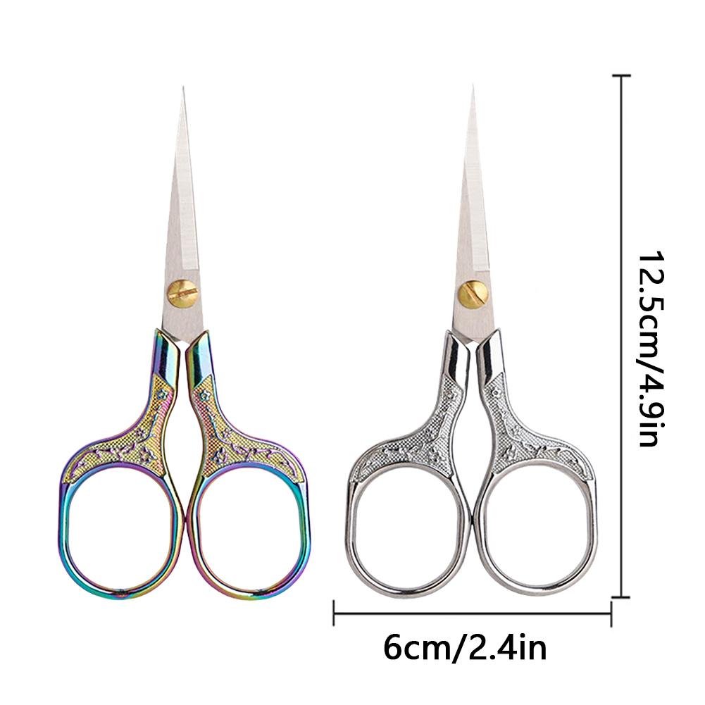 2Pcs Metal Craft Scissors Sharp Pointed Tip Retro Scissors Multipurpose Vintage Sewing Scissors Ergonomic Handle Sewing Supplies
