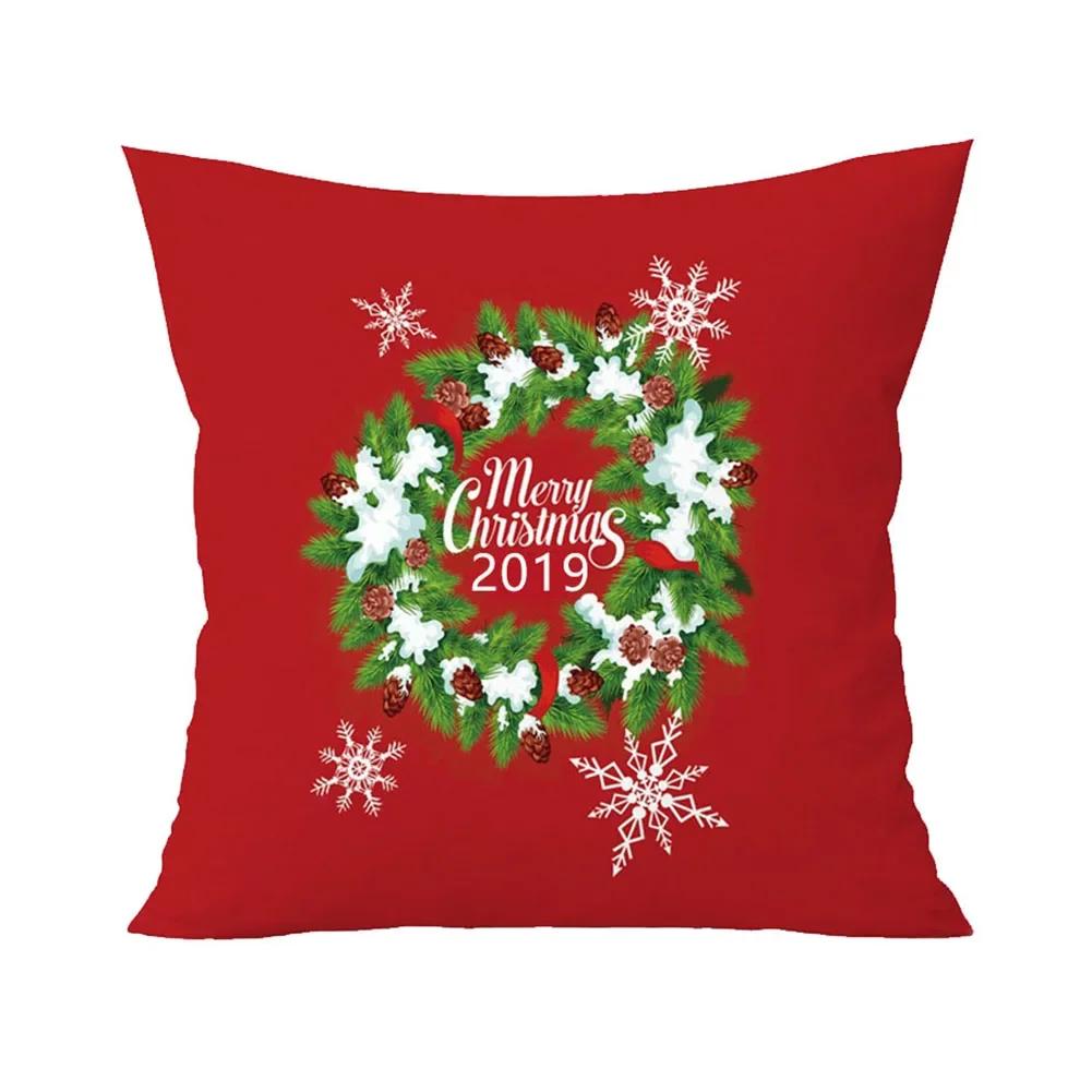 Christmas Printed Sofa Bedroom Living Room Pillow Seats Decorate Christmas Printed Printed Cushion Cover Decoración Navideña