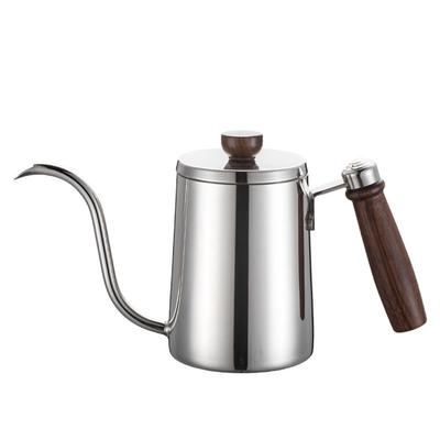 Drip Spout Gooseneck Coffee Kettle Wooden Handle Stainless Steel Teapot Pour Over Kettle  Home Use