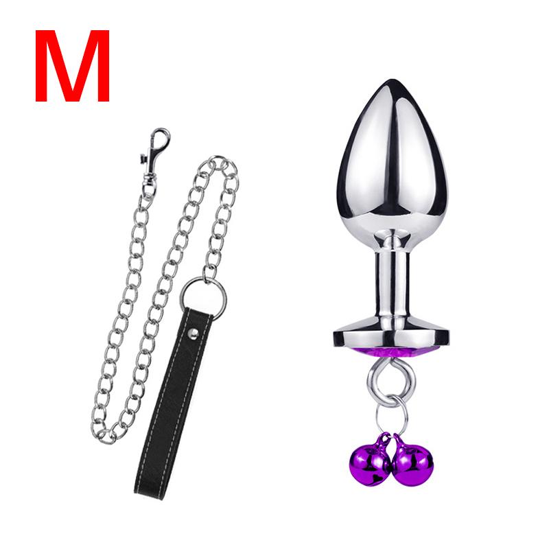 Analplug Sexspielzeug Edelstahl Glattstahl Buttplug mit Glöckchen rundem Kristallanhänger