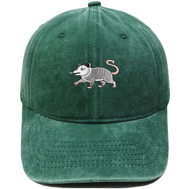 New cartoon possum embroidered baseball cap washed retro dad hat personalized men's and women's leisure sports hat
