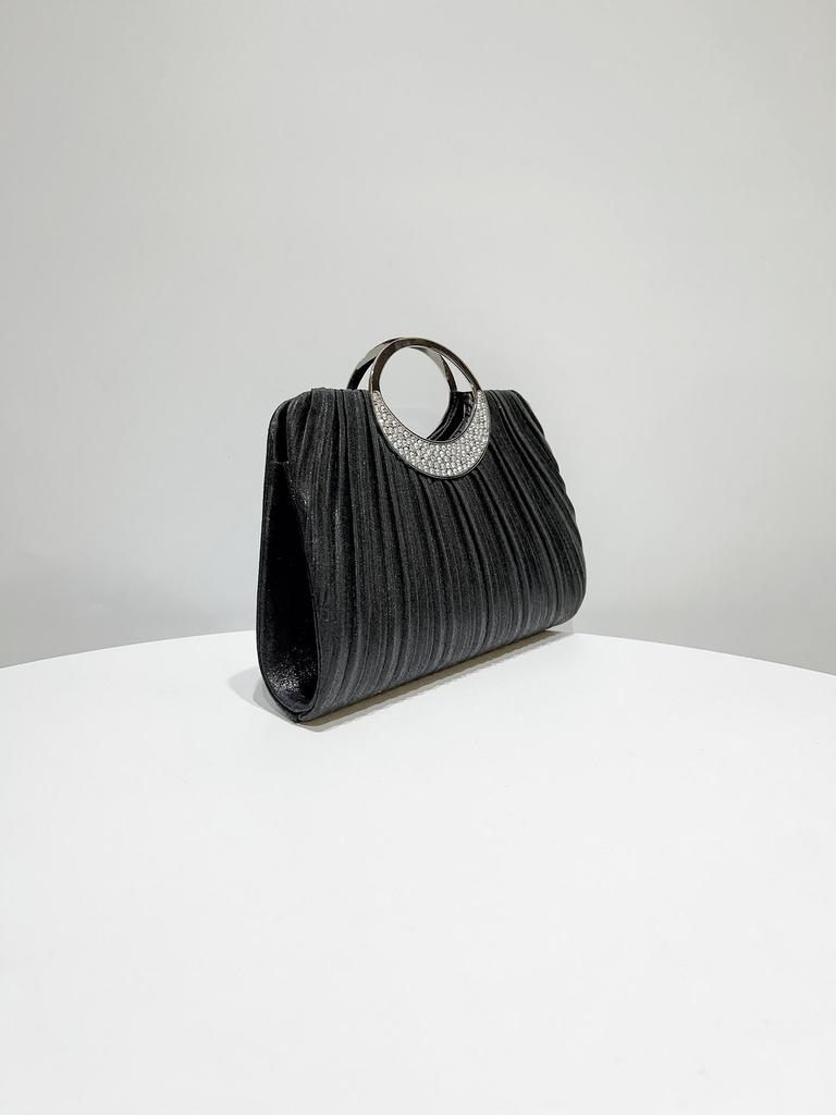 Elegant Pleated Leather Evening Handbag for Weddings and Parties