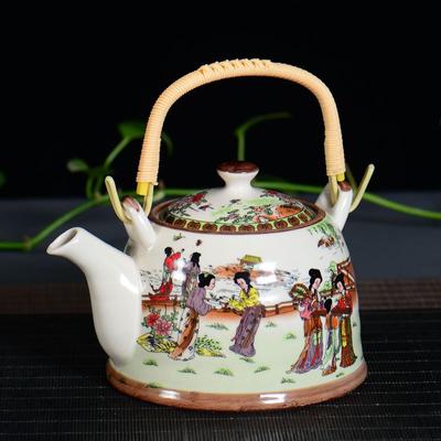 Large Capacity Ceramic High Temperature Teapot with Handle and Filter White Porcelain Restaurant Tea Pot