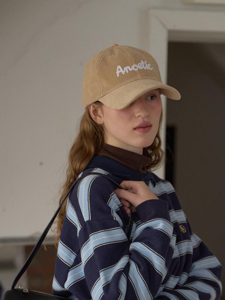 ANOETIC Corduroy Lettering Ball Cap_Beige