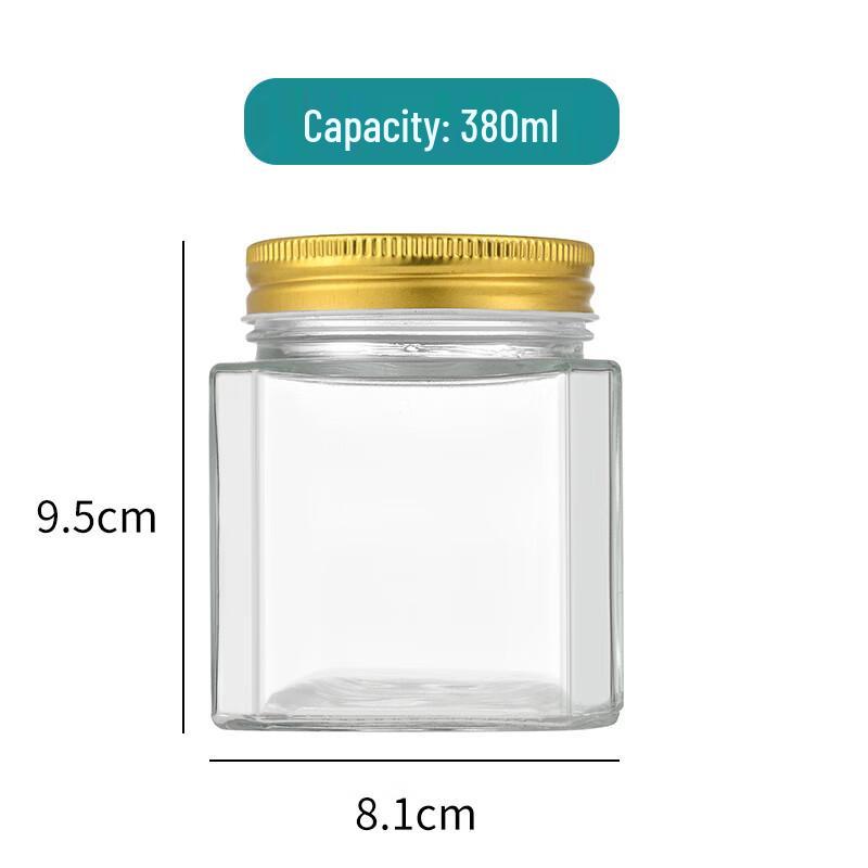 

ZISIZ 380ml Glass Food Storage Jars with Gold Lids, Set of 5