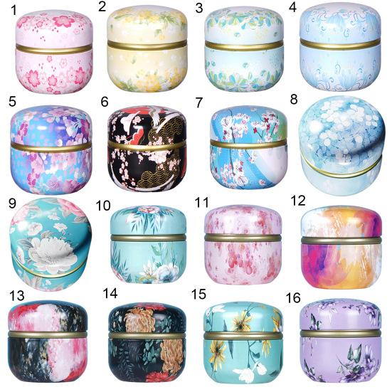 Tea Can Flower Print Wear-Resistant Tinplate Tin Can with Sealed Cover Home Storage
