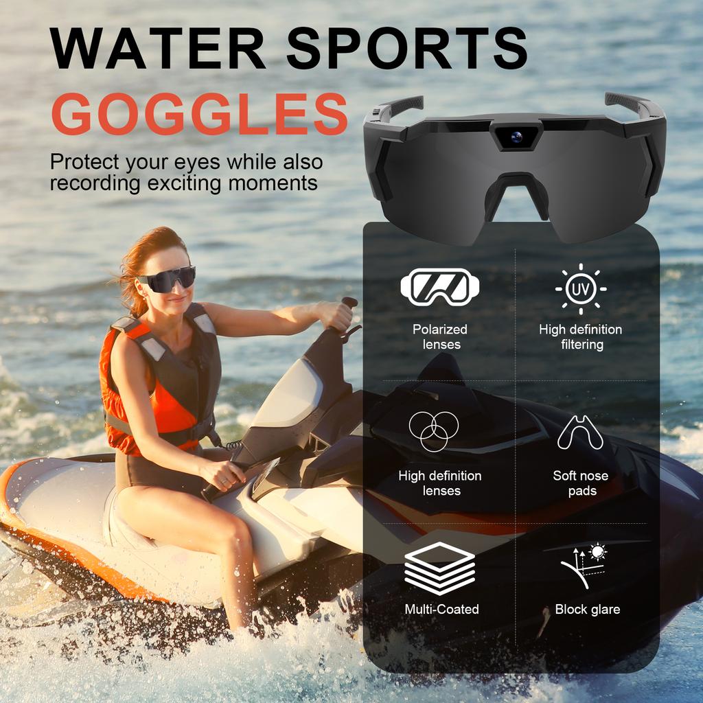 Okulary Wideo HD Kamera Akcji Okulary Przeciwsłoneczne Smart Okulary Sportowe Zewnętrzne Rower Motocykl Rejestrator Kierowcy Walk Cam