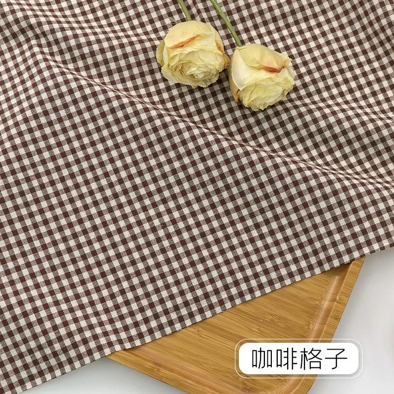 145x50/100cm Pink Plaid Pure Cotton Fabric For Women's Dresses, Shirts, Tablecloths, Home Decoration Handmade DIY Fabric TJ7400