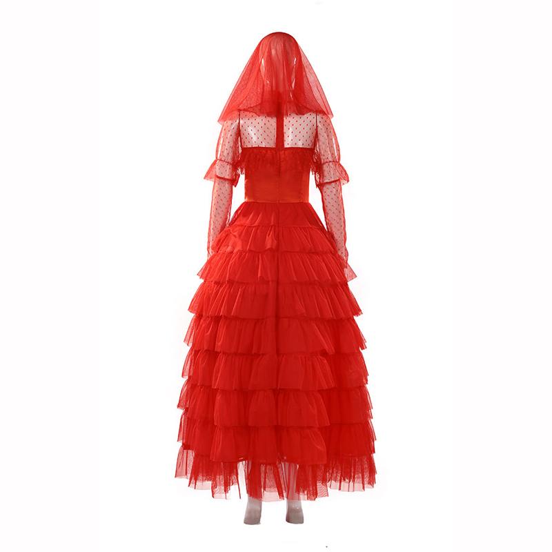 Kostüm Hochzeitskleid Damen Gothic Rot Halloween Käfer Geisterbraut Cosplay Weihnachtsfeier Outfit