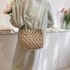Handwoven Hollow Out Straw Bag Summer Handbag Women's Crossbody Shoulder Bag Street Style Trendy Basket Beach Bag CLE