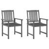 Garden Chairs with Cushions 2 pcs Grey Solid Acacia Wood