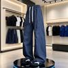 Navy Blue Diagonal Cut Quick-drying Charge Pants Men's and Women's Summer Outdoor Hiking Overalls Casual Straight Scimitar Pants
