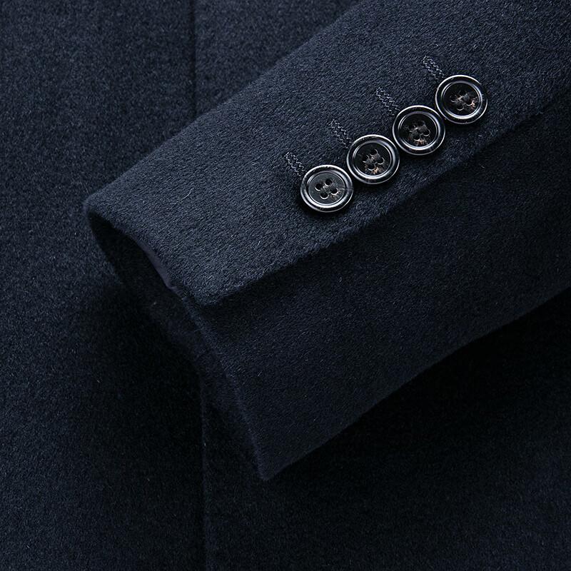 FAPAI Men's Business Lapel Merino Wool Down Overcoat