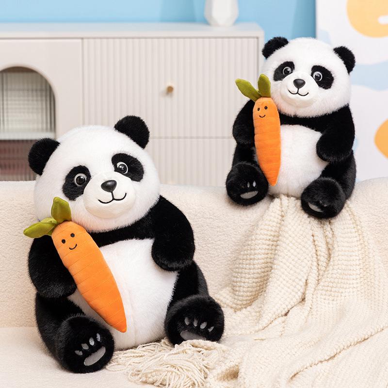 Creative Carrot Panda Doll Plush Toy Sitting Black And White Panda Doll Girl Company Soothing Doll
