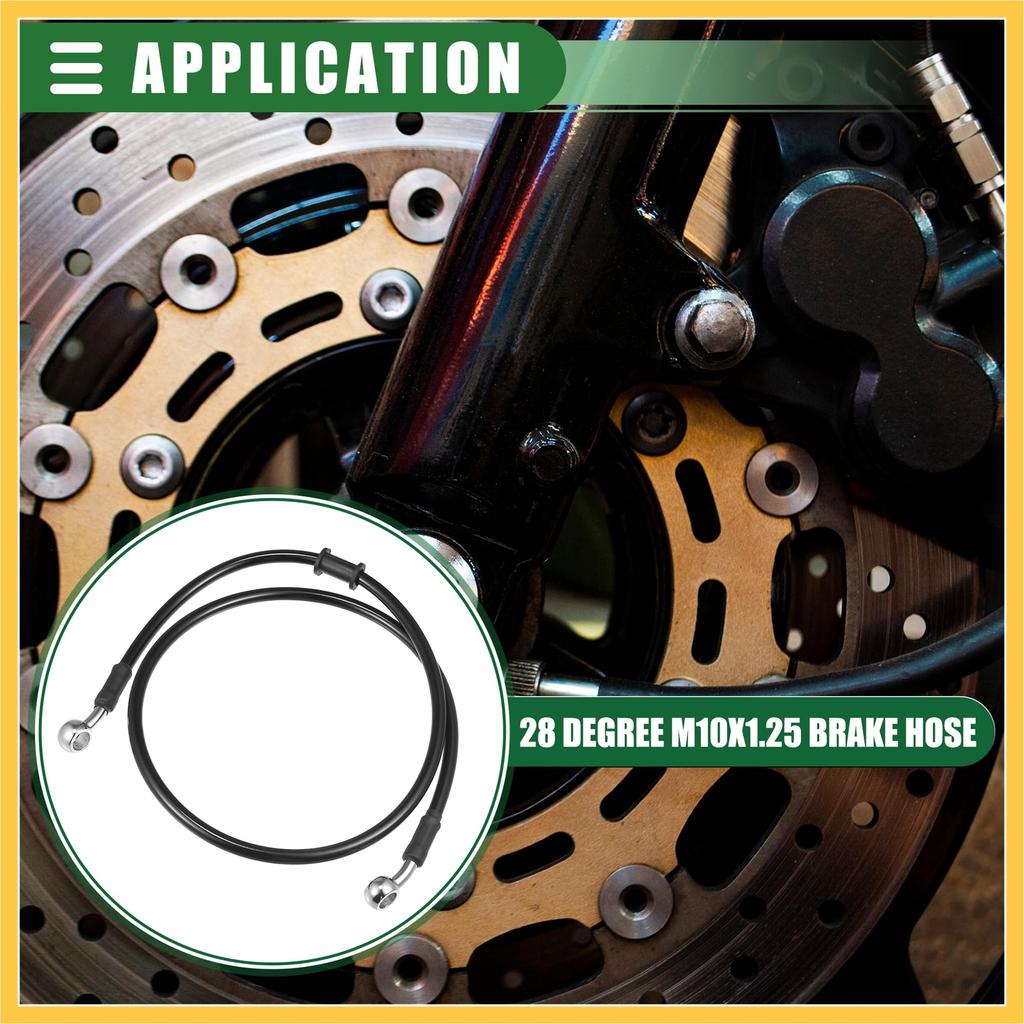 BULLSPANN Motorcycle Brake Hose, Clutch Hose, Hose, For Motorcycles, ATVs, Off-Road Bikes, Universal, Durable, Replacement, Black, Angle 28°, 90cm