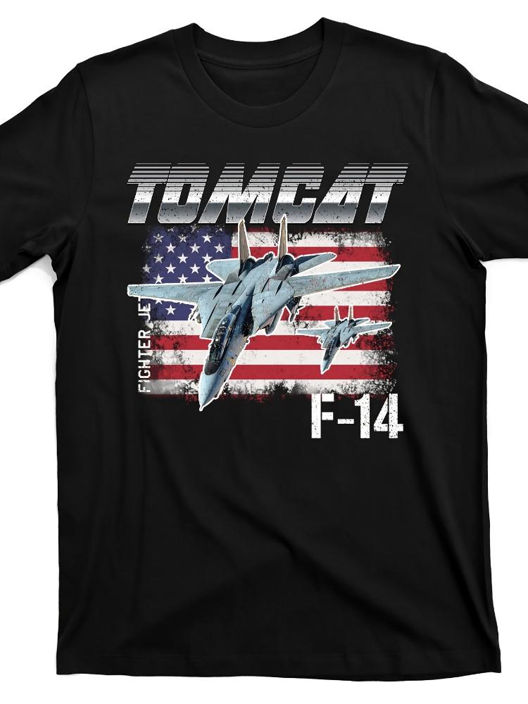 

Vintage F-14 Fighter Jet-Military Aircraft Design with American Flag&Tomcat Lettering-100% cotton O-neck printed men s T-shir... S разноцветный