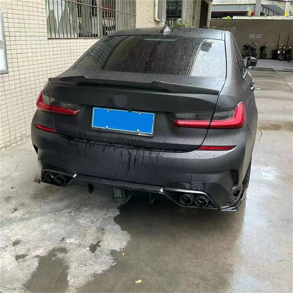 Universal Car Rear Bumper Spoiler Canards Fins Anti-Crash Diffuser Lip Wrap Kits