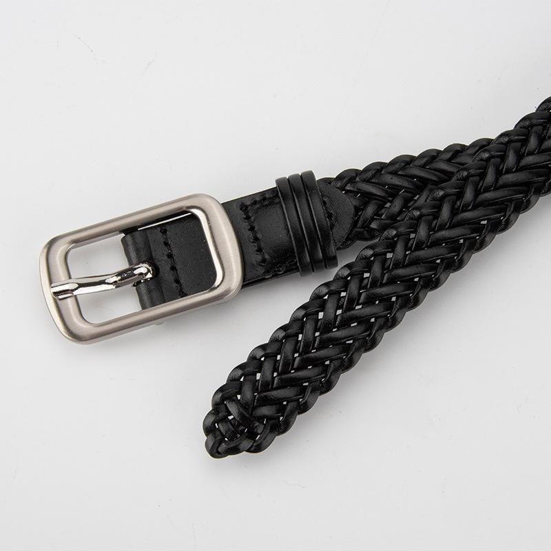 European and American Artificial Braided Belt Women's Square Buckle Retro Decorative Pants with Suit Ins Style Women's Belt
