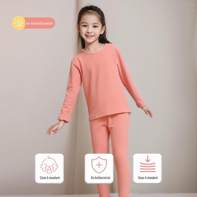 

Детский теплый костюм-двойка из немецкого бархата: Комплект нижнего белья из хлопка с круглым вырезом для мальчиков и девочек - Коллекция осень и зима