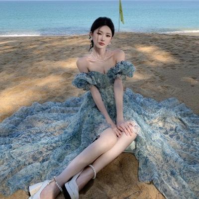 Spring new women's clothing coffee break French Hepburn small fragrant temperament high-end princess floral dress