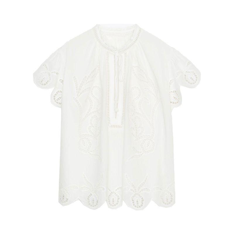 Zaprha 2025 Summer New French style Fashion Temperament Casual Loose Embroidery Shirts Short Jacket 5107274