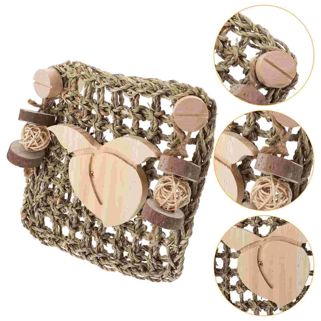 Kaninchenspielzeug Meerschweinchenspielzeug Haustierkäfig Grasmatte Hängematte Hase Naturkiefer Geflochtenes Bett Hamster