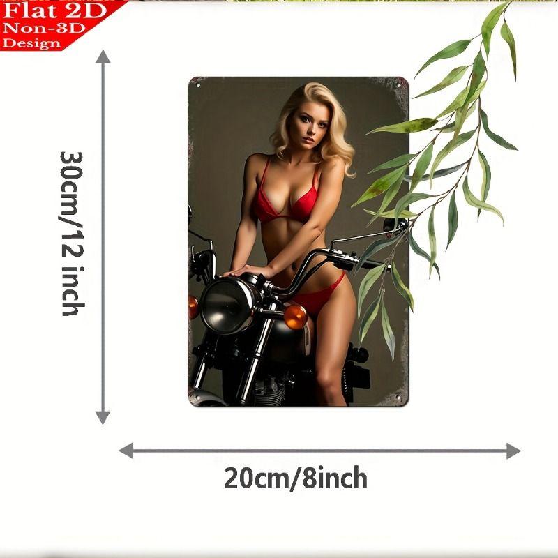 Vintage Kvinlig Silhuett Metall Logotyp för Bar & Garage