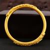 Vietnamese Gold-plated Peacock Bracelet for Women, Vintage Style with Dragon and Phoenix Motifs, Inlaid with Peonies, Gold-plated Copper Noble Lady