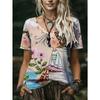 T-shirt d'été 2026 pour femme grande taille, nouveau, impression 3D, col en V, manches courtes, amincissant, coupe ample, polyvalent, décontracté, sans accessoires inclus